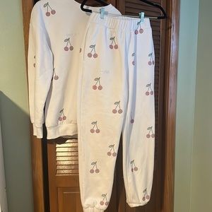 Roz Ave White & Cherries sweatsuit